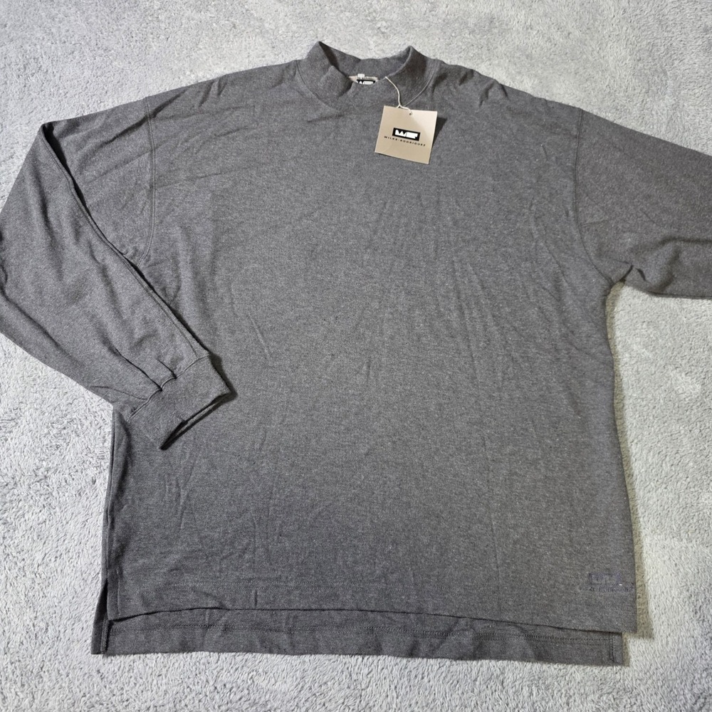 Wilke Rodriguez Mens M Mock Neck Long Sleeve T-Shirt‎ Gray Cotton W6061F NEW